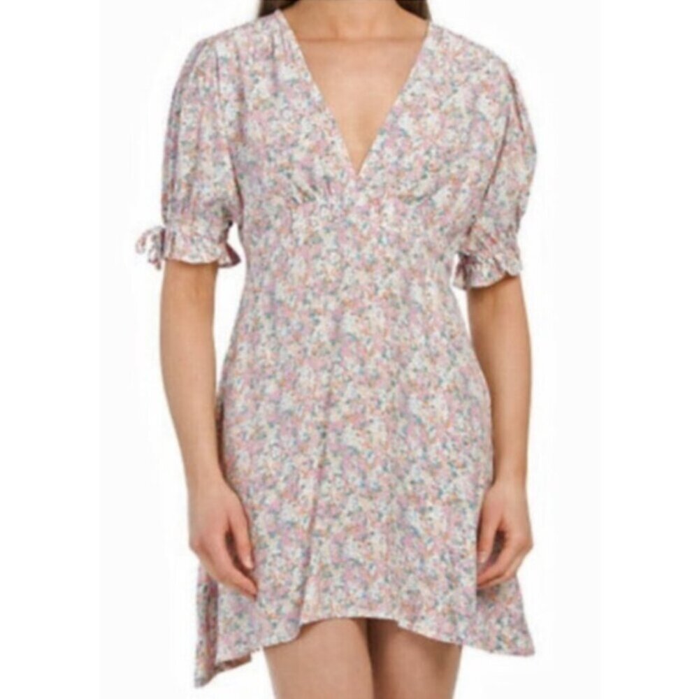 FAITHFULL THE BRAND Tonia Ditsy Floral Mini Dress Pastel Pink Cottage Size US 6